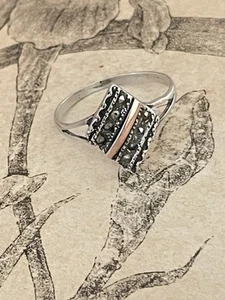 charmante bague ancienne en Argent Massif et Marcassite T.57 - Picture 1 of 4