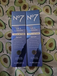 No7 Lift & Luminate TRIPLE ACTION Serum,30ml×2 . New - Picture 1 of 2