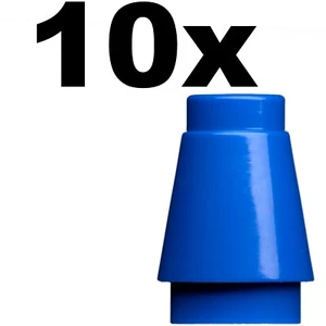 NEW LEGO - Cone - 1 x 1 - with Top Groove Blue x 10 - 7498 8189 21326 75238 - Picture 1 of 1
