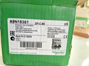 1PC- Schneider A9N18361 C120N-circuit breaker -2P/80A - C curve- Brand New - Picture 1 of 3
