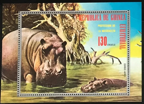 Equatorial Guinea #MiBl145 MNH S/S Hippopotamus Hippopotamus amphibius Cover