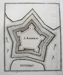Sint Andreas Maas Waal Fort Niederlande echter alter Merian Kupferstich 1650 - Bild 1 von 1