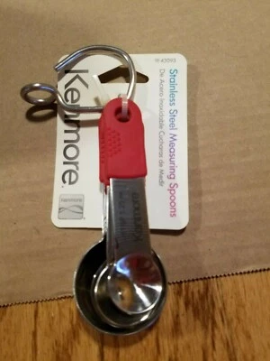 Stainless Steel MEASURING SPOONS Kenmore NEW 43093 dishwasher safe silicone hand - Image 1 of 4