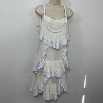 Vestido de seda plisado con volantes Temperley London Reino Unido 10/Estados Unidos 6 marfil cóctel nupcial Foto 1 de 4