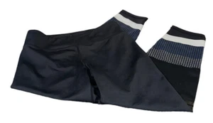 Lilybod Cia Stripe Crop Leggings Size Medium Black Navy - Picture 1 of 7