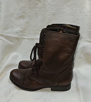 Steve Madden Troopa 女式 6.5 M 棕色皮革战斗踝靴 — 第 1/4 张图片