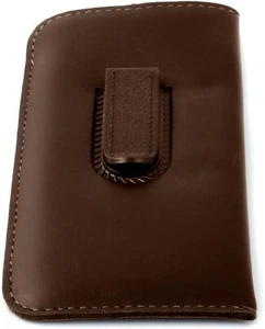 Mens Soft Slip-in Eyeglass Case w/Plastic Clip Medium Sized in Brown - Picture 1 of 2