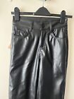 Black PU Faux Leather Jeans Size S 6 New Straight Leg Mid Rise Party Going Out