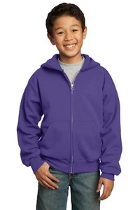 Port & Company Youth Core Fleece Full Zip Hooded Sweatshirt M-PC90YZH - Picture 1 of 23