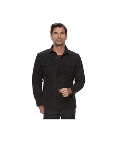 Marc Anthony, Chaqueta de camisa acolchada de mezcla de lana delgada para hombre | Negro Grande - Imagen 1 de 11