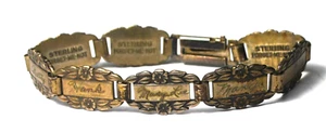 Sterling WWII Vergissmeinnicht Herz Armband 10 mm 6 Zoll - Bild 1 von 3