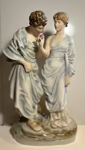 Antique Royal Dux Bohemia Czechoslovakia Couple Smelling Rose ~21’’ Height Flaw* - Picture 1 of 23