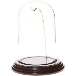 Plymor 3" x 5" Watch Glass Dome Cloche (Dark Mahogany Veneer Base & Silver Wire) - Picture 1 of 1