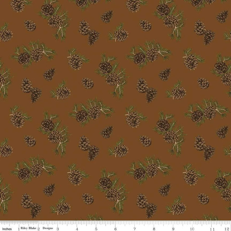 Ткань сосновая роща сосновые шишки коричневый хлопок - Изображение 1 из 1
