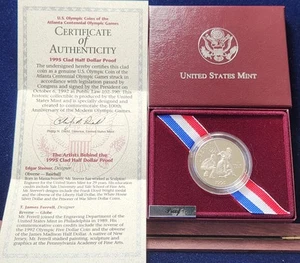 1995 U.S. Olympic Coins Atlanta Centennial Games Baseball Clad Half Dollar OGP - Picture 1 of 5