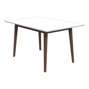 Aven Mid Century Modern Style Solid Wood White Top Rectangular Dining Table - Picture 1 of 5