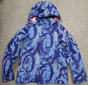 ROXY HOODED JETTY GIRL JACKET Girls XL 14 Blue Logo Ski Snowboard DRY FLIGHT 10k - Picture 1 of 14