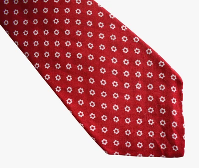 Corbata para hombre KITON Napoli roja/blanca geométrica floral 100 % LINO de segunda mano Italia Foto 1 de 4