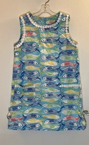 Lilly Pulitzer Girls Little Lilly Classic Shift Dress size 7 blue Fish Design - Picture 1 of 6
