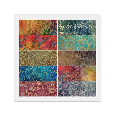 Lot of BATIK, 10 Fat Quarters, Multiple Colors, Quilting Cotton Fabric Bundle - Image 1 of 4