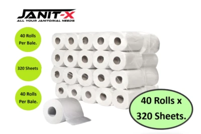 JANIT-X 40,80,120,240 2Ply Toilet Rolls 320 Sheet Eco Friendly Embossed Soft