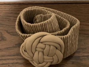 Vintage 1980s Goodheart Knot Scrunch Upper Waist Belt One Size Beige Cream M - Picture 1 of 8