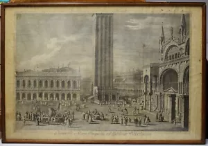 Acquaforte Graveure LA BIBLIOTECA E IL CAMPANILE DAL PALAZZO DUCALE VENEZIA 1840 - Picture 1 of 4