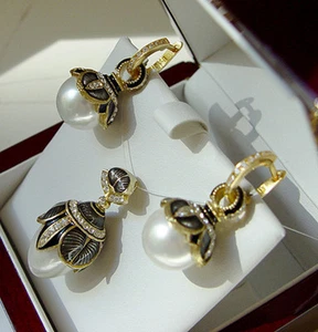 SALE ! SUPERB ENAMEL EGG PENDANT & EARRINGS SET SILVER 925 with WHITE PEARL - Picture 1 of 1