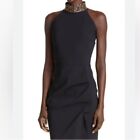Chiara Boni Women Black Slavinka Beaded-Neck Halter Gown Dress Size 2
