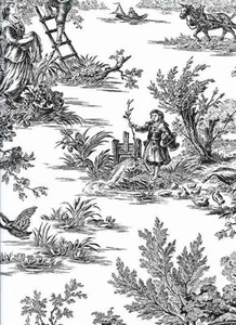Black & White Colonial Toile Sure Strip Wallpaper AT4228 - Picture 1 of 2
