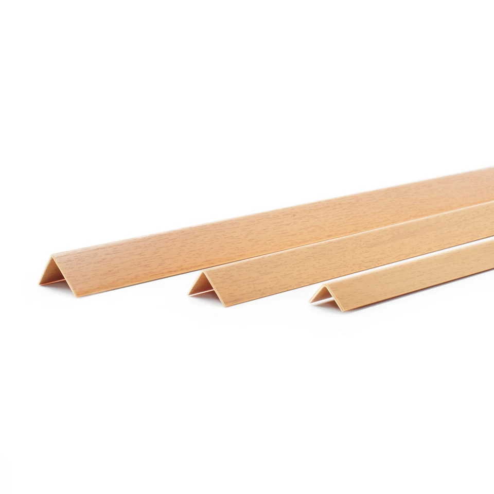 DQ-PP 2m PVC HÊTRE CORNIÈRE 90 degrés baguette d'angle coin 10mm - 40mm