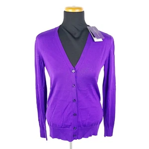 Ralph Lauren Purple Label Seide Cardigan Damen XS Lila Pullover Italy Neu - Bild 1 von 10