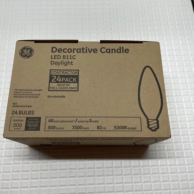 24 Pack Daylight GE Decorative Candle Bulb LED B11C 500 Lumens Non Dimmable - Image 1 of 4