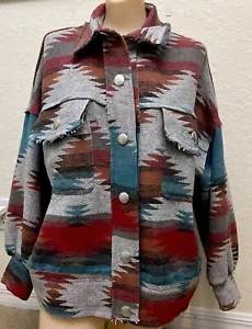 Linda Chaqueta Boho Occidental Tribal Azteca Talla Mediana Blanca Abedul Fray - Imagen 1 de 11