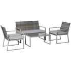 Rattan Style Patio Lounge Set Outdoor Garden Cushion Sofa Chairs Tea Table Grey