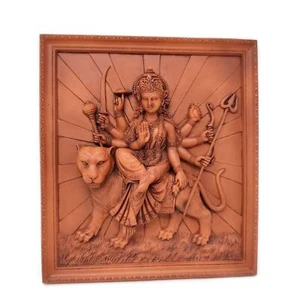 Durga Maa Wall Decor Wall Hanging Resin Plaque Goddess Durga On Lion 9.25" - Picture 1 of 9