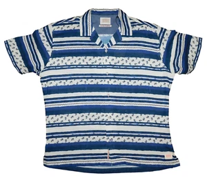 NEW NWT Men's Scotch & Soda Striped Waffle Knit Button Up Camp Shirt MEDIUM - Picture 1 of 7