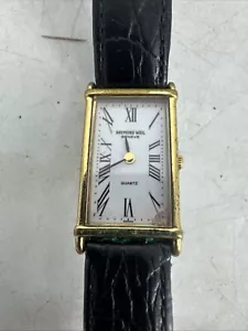Unisex GOLD Plated Watch RAYMOND WEIL "Tank" 5742. Midsize Untested Repair - Picture 1 of 8