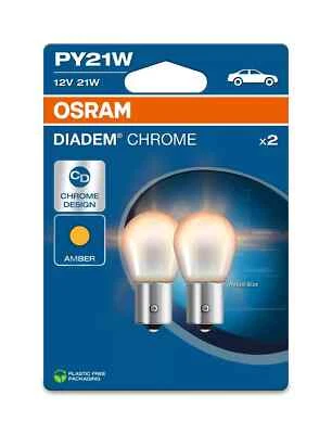 2x OSRAM DIADEM CHROME PY21W (581) INDICATOR BULBS VW POLO (6R_) 1.4 GTI 05.10- - Image 1 of 4