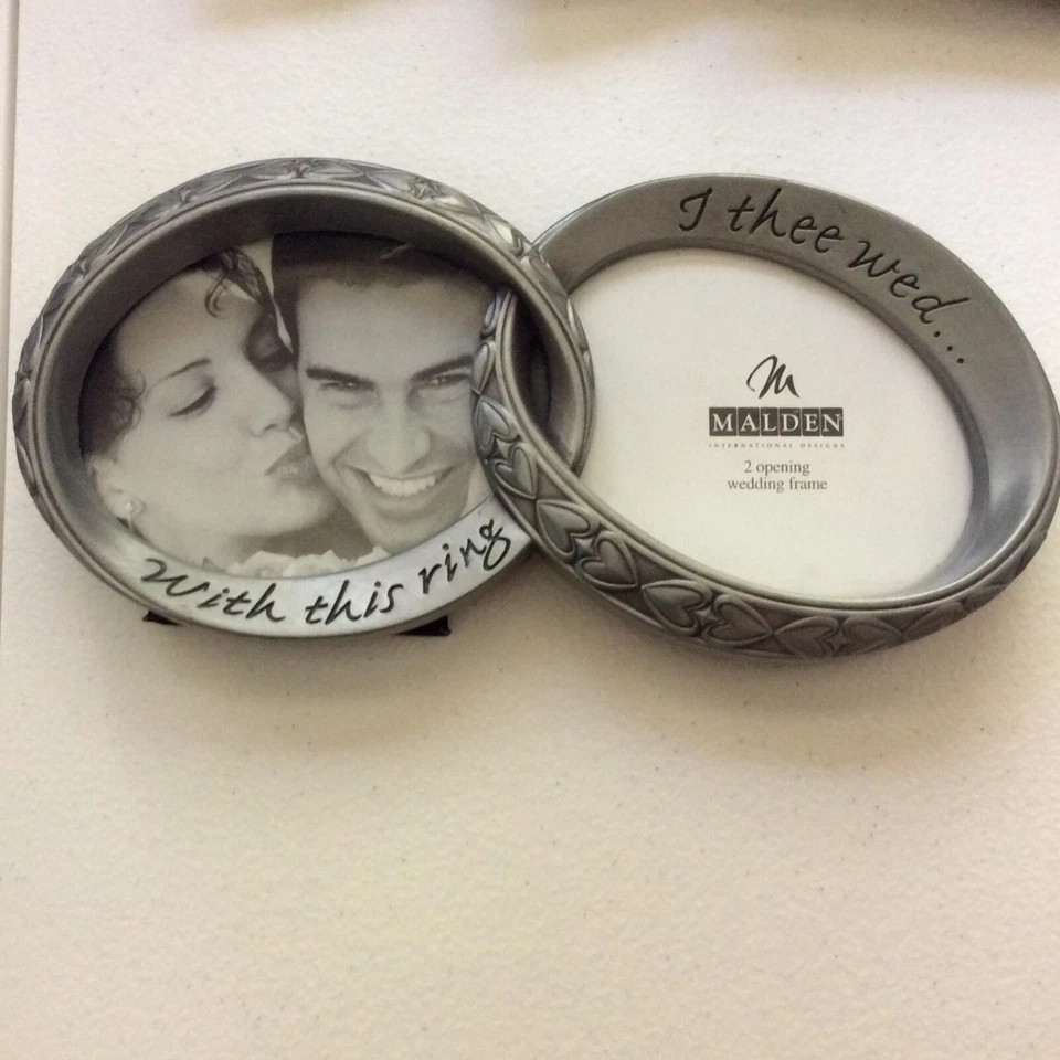 Marco de peltre vintage de boda ovalado Malden 2 aperturas sin caja Foto 1 de 2