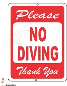 BITTE, KEIN TAUCHENSCHILD, HINWEISSCHILD / ALUSCHILD, POOLSCHILD, SCHWIMMEN - Bild 1 von 2