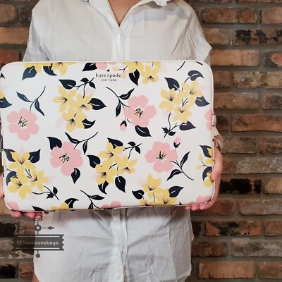 Kate Spade Staci Laptop Sleeve  Lily Blooms Universal Laptop CASE Floral PINK  - Image 1 of 4
