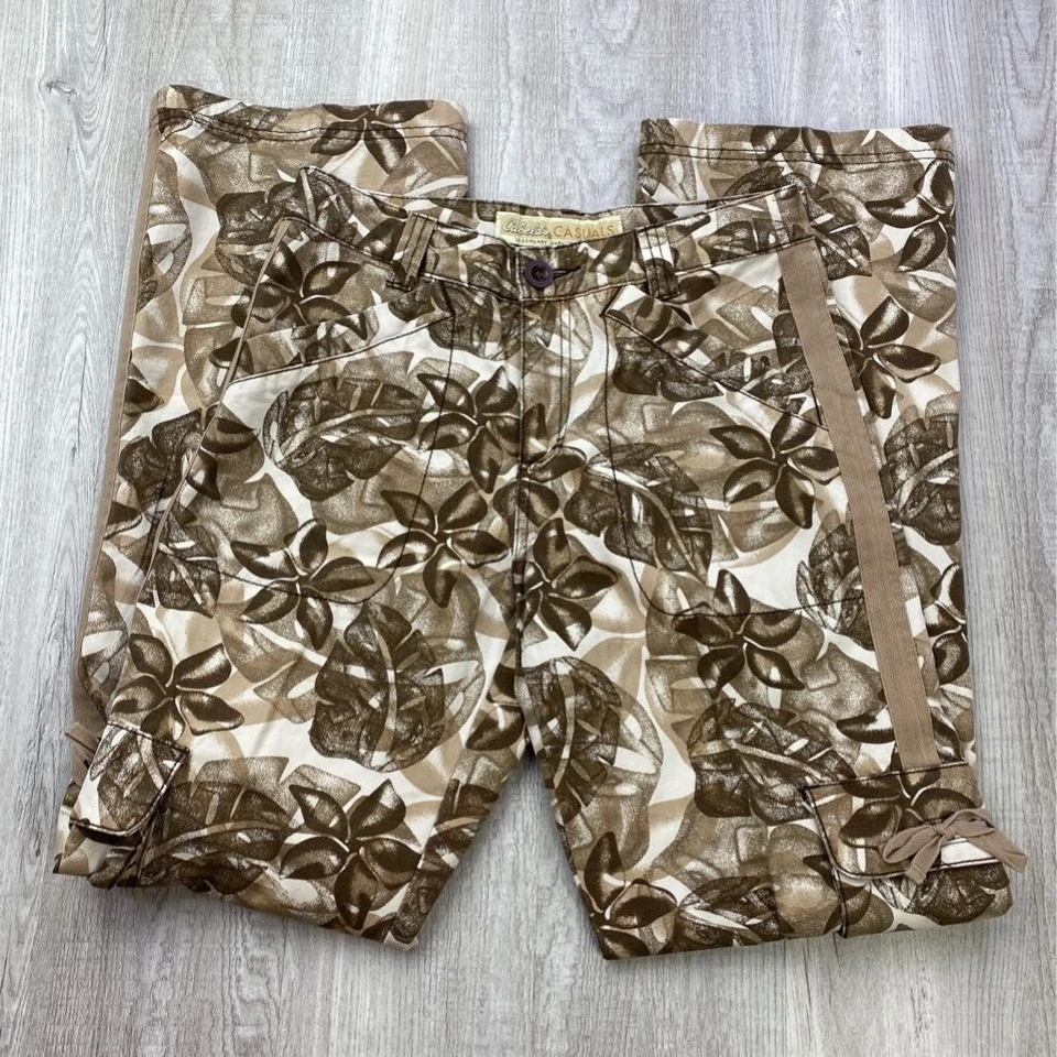 Cabela's Informales Mujer Pantalones Carga Marrón Beige Floral Tiro Medio Bolsillos Algodón 4 Foto 1 de 4