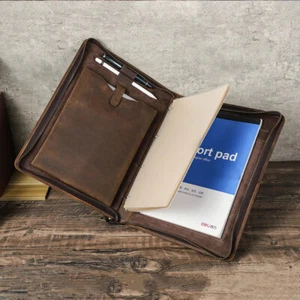 Carpeta de archivos A4 de cuero genuino portafolio carpeta de anillos portafolio para iPad Pro 11 - Imagen 1 de 14