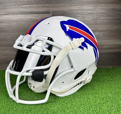 Buffalo Bills Full Size Football Helmet Adult L/XLRiddell White Blue Josh Allen Cover