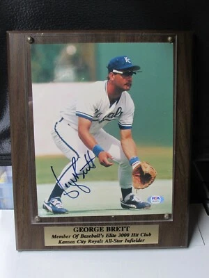 George Brett Autographed 8x10 Photo KC Royals in Plaque PSA/DNA Authentic - Image 1 of 4