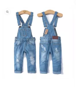 Kidscool Space Kids Pocket Light Washed Ripped Denim Overalls Size 6-7 Years N - Picture 1 of 2
