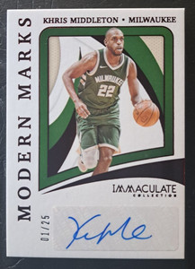 2022 Panini Immaculate Modern Marks Red Khris Middleton Bucks #01/25 Auto