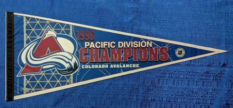 NHL COLORADO AVALANCHE 1996 PACIFIC DIVISION CHAMPIONS PENNANT 12 X 30 MINT Cover