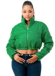 PU Cropped Bubble Jacket - Picture 1 of 2
